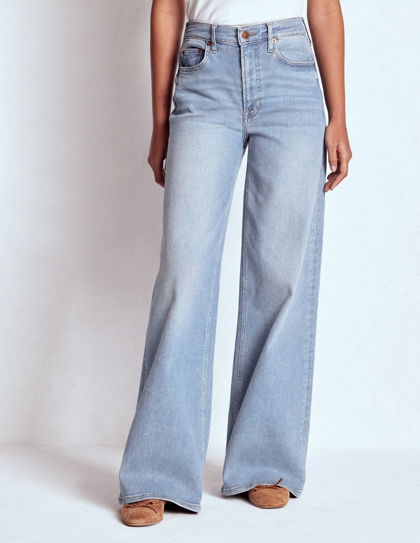 High Rise Wide Leg Jeans-Light Vintage