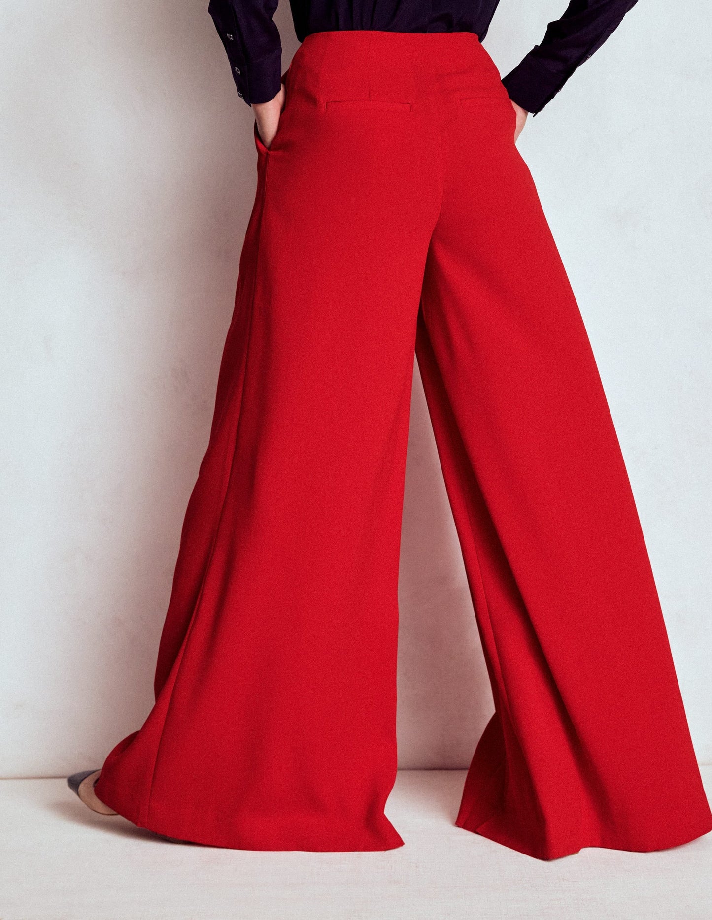 Regent Wide Leg Trousers-Poppy Red
