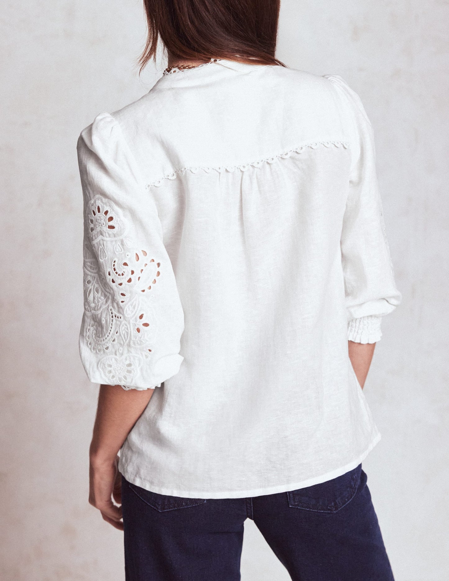 Alicia Cutwork Linen Top-White, Cutwork Embroidery