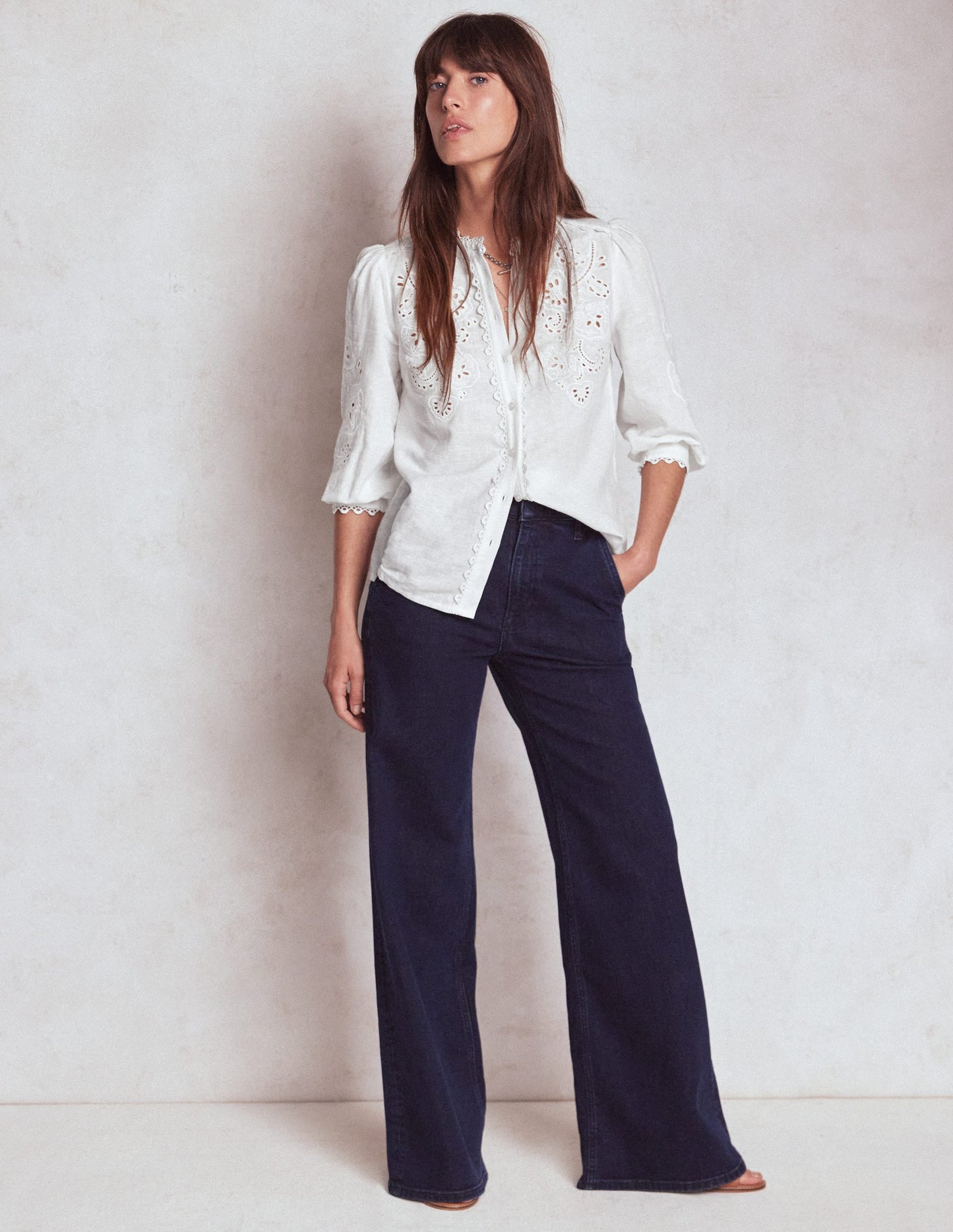 Alicia Cutwork Linen Top-White, Cutwork Embroidery