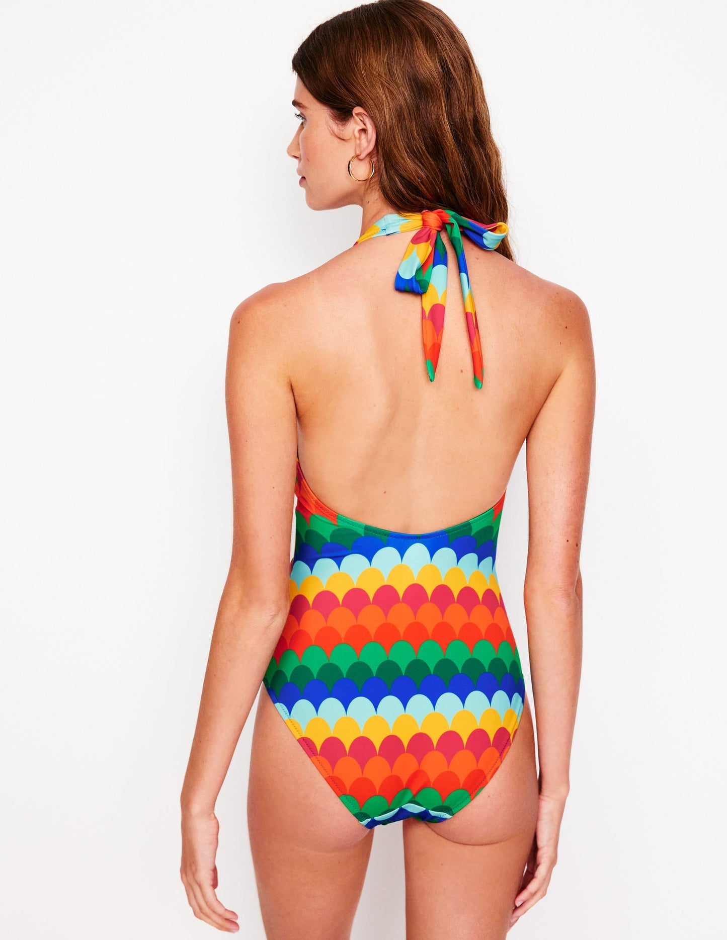 Ruched Loop Swimsuit-Multi, Scallop Stripe