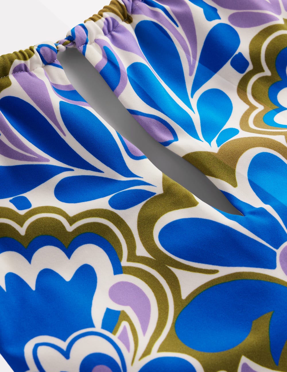 String High Neck Swimsuit-Kingfisher Blue, Freesia Stamp