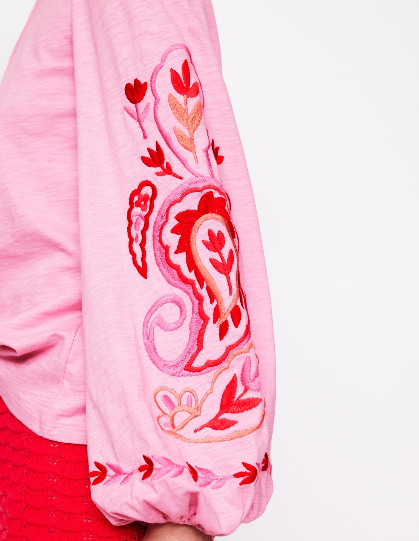 Nia Embroidered Top-Formica Pink