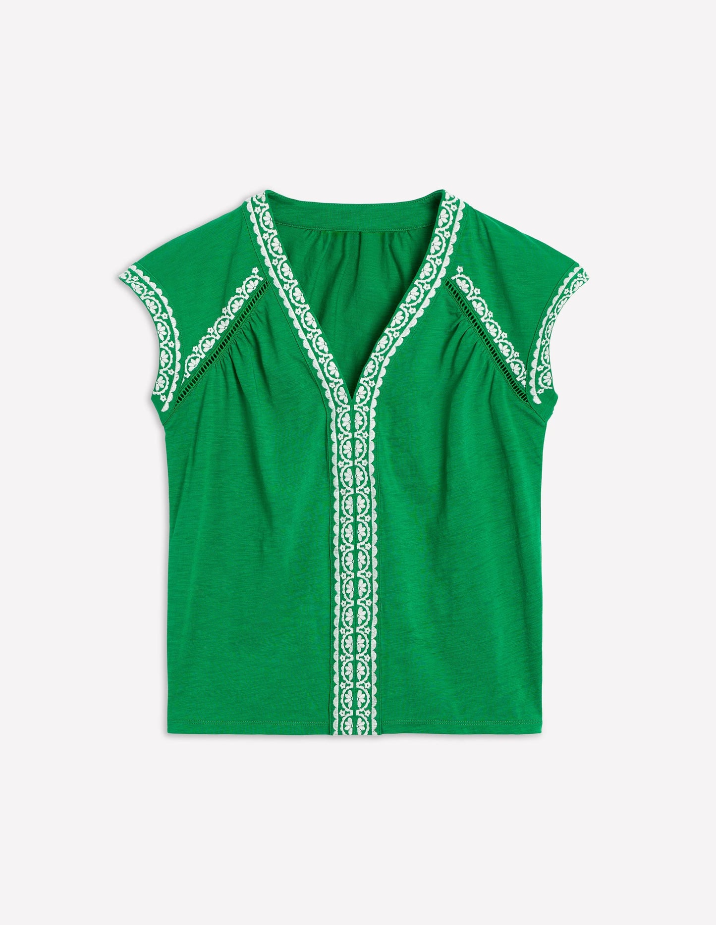 Hazel Cotton Embroidered Top-Rich Emerald