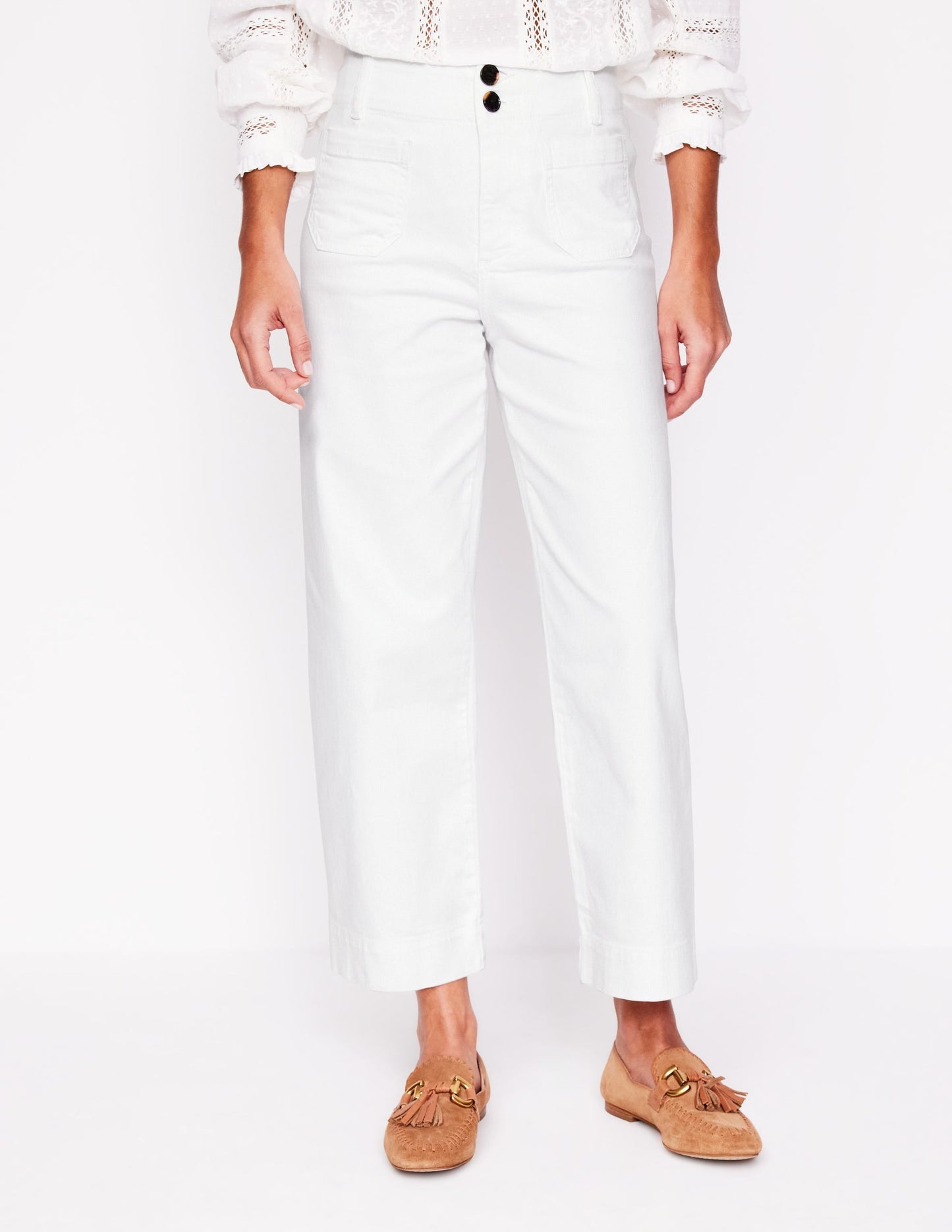 Primrose Patch Pocket Trousers-White