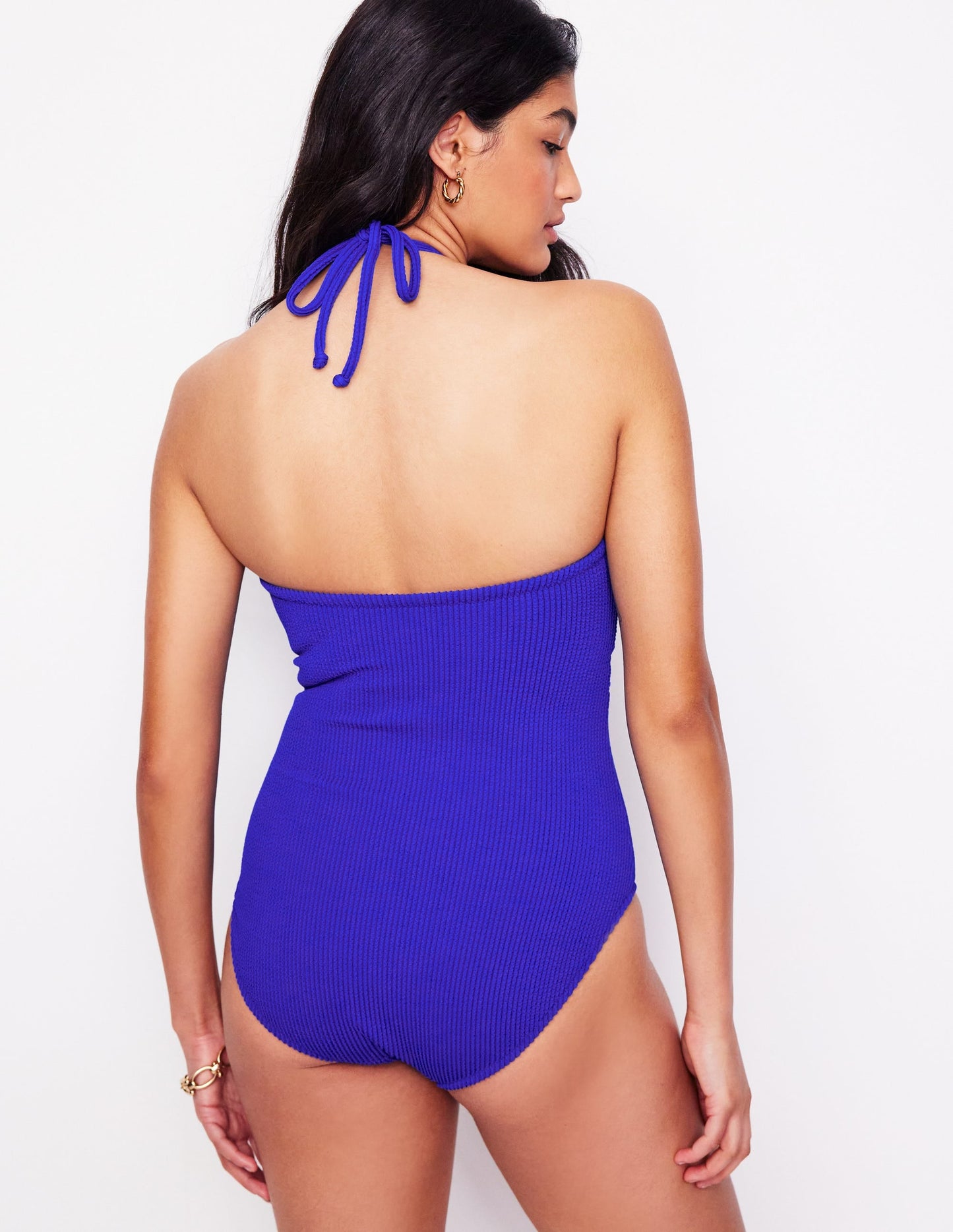 Crinkle Texture Swimsuit-Cobalt