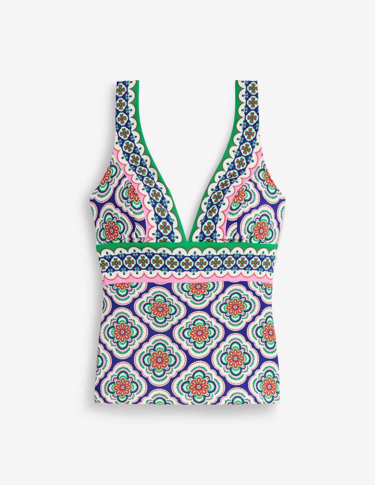 Porto Tankini Top-Bright Blue, Botanic Blush