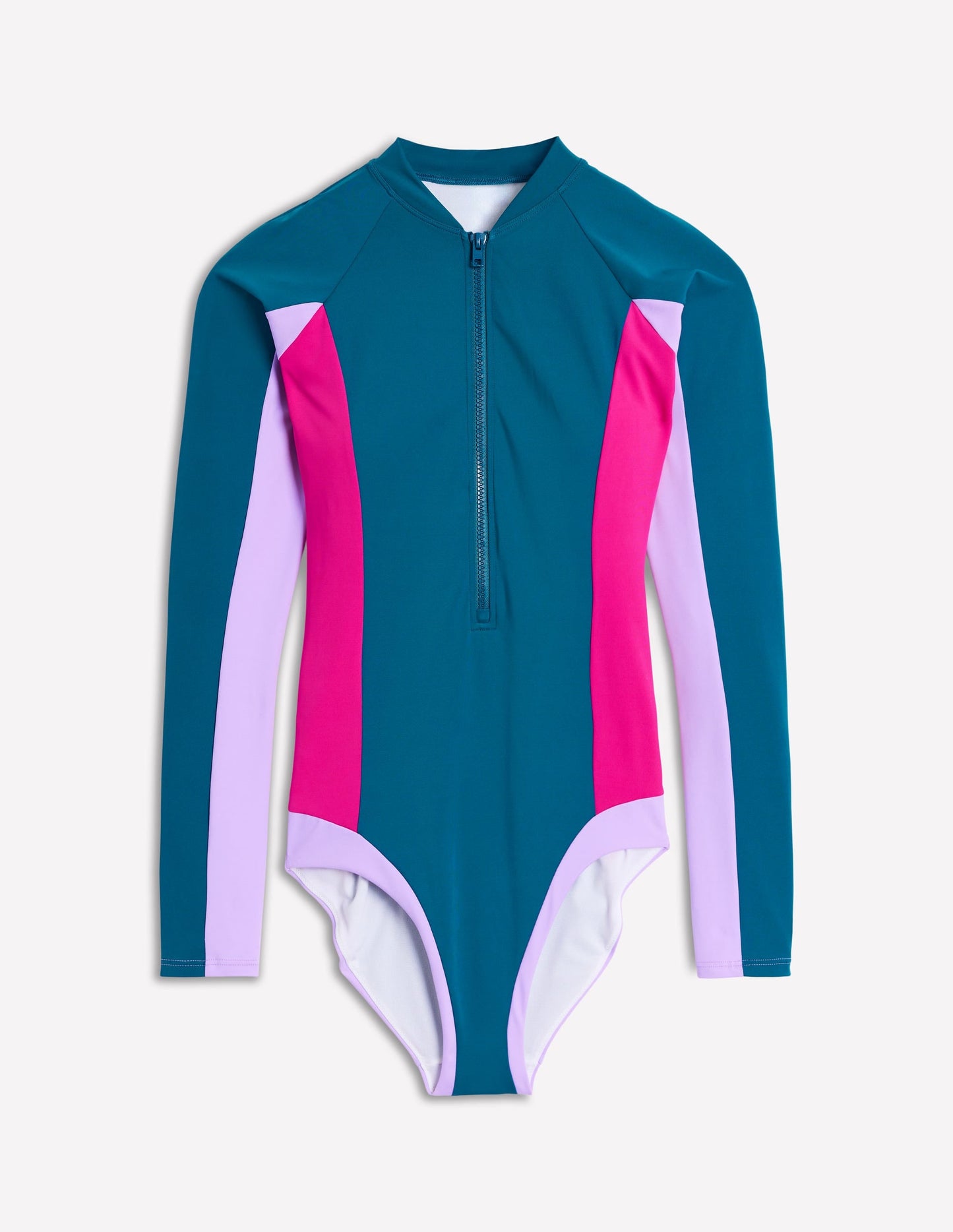 Sporty Raglan Sleeve Swimsuit-Oceanside Blue
