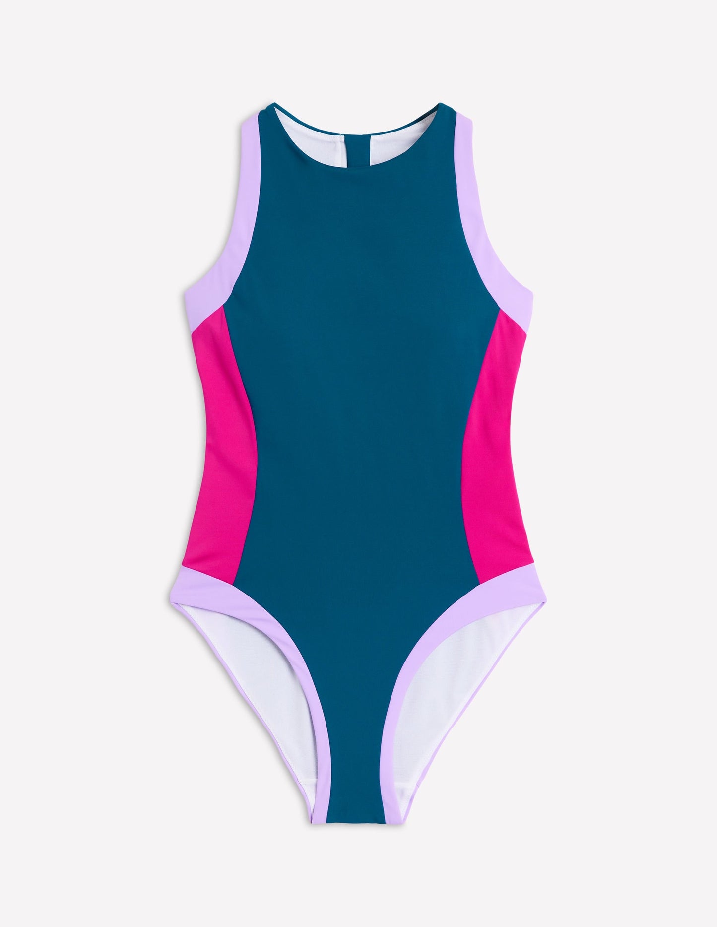 Sporty Zip Back Swimsuit-Oceanside Blue