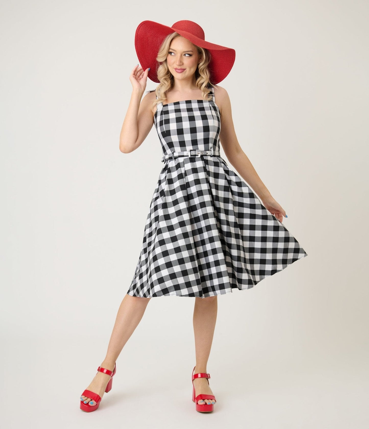 Royal Monk Black & White Gingham June Swing Dress