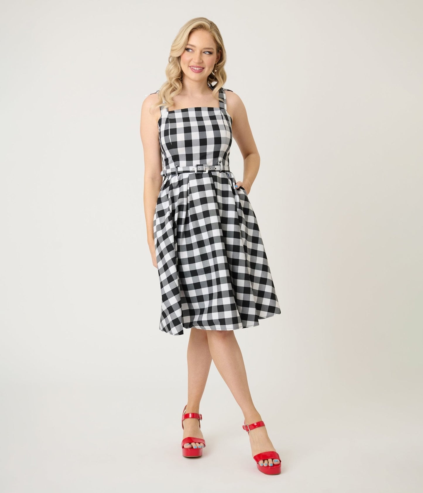 Royal Monk Black & White Gingham June Swing Dress