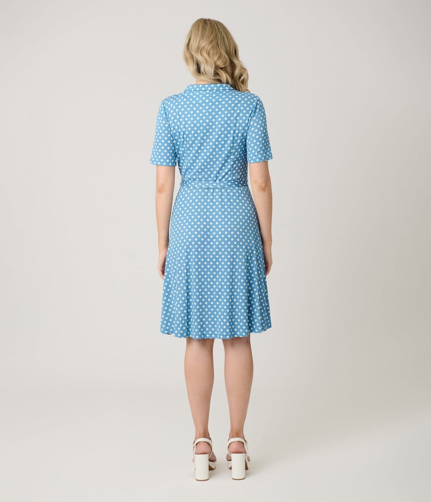 Royal Monk Blue & White Polka Dot Ellen Swing Dress