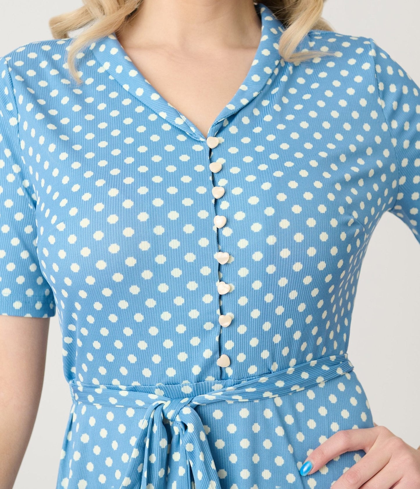 Royal Monk Blue & White Polka Dot Ellen Swing Dress