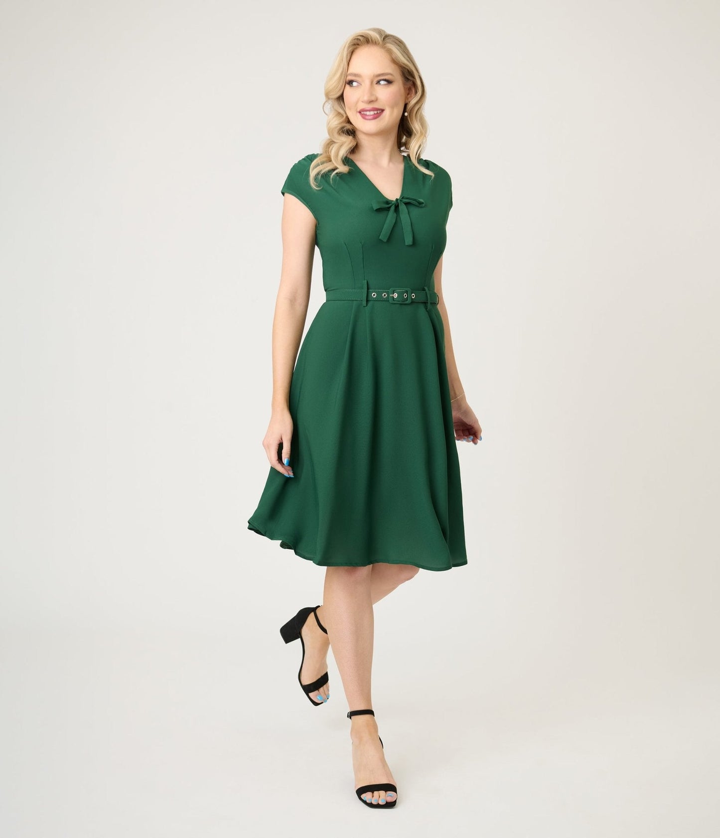 Royal Monk Green Chiffon Holly Swing Dress