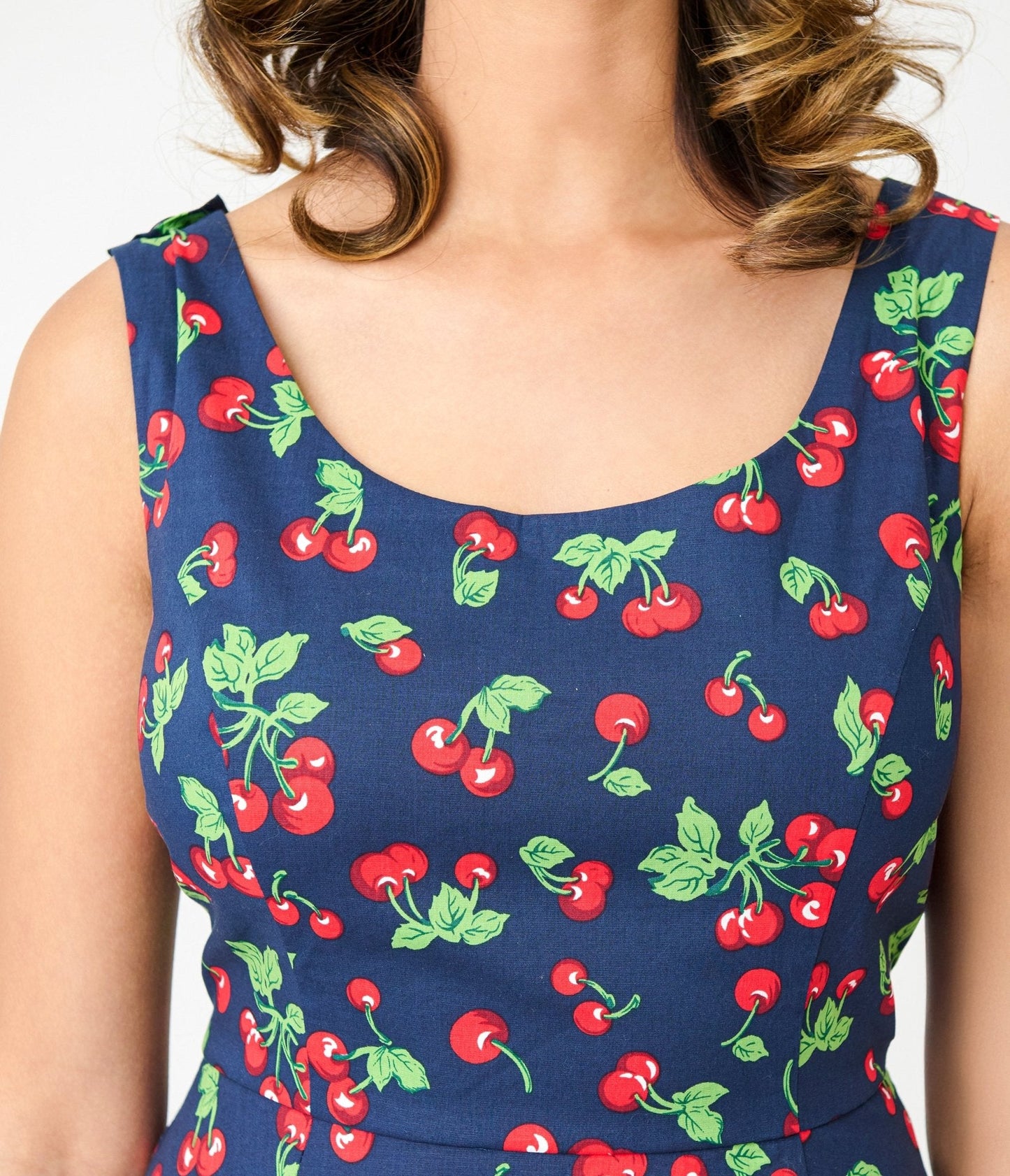 Royal Monk Navy Cherry Heart Nora Swing Dress