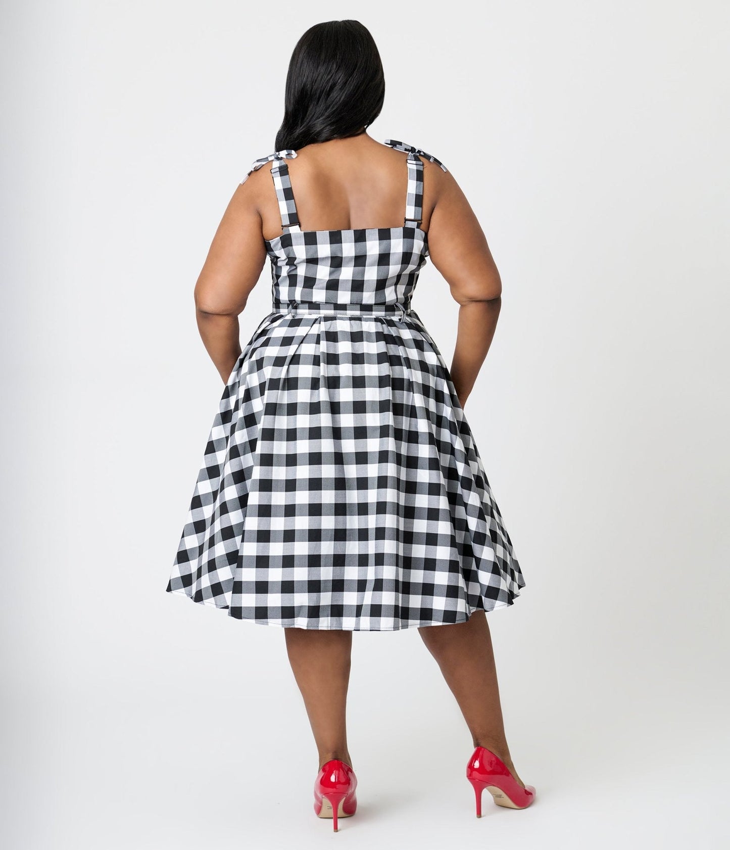 Royal Monk Plus Size Black & White Gingham June Swing Dress
