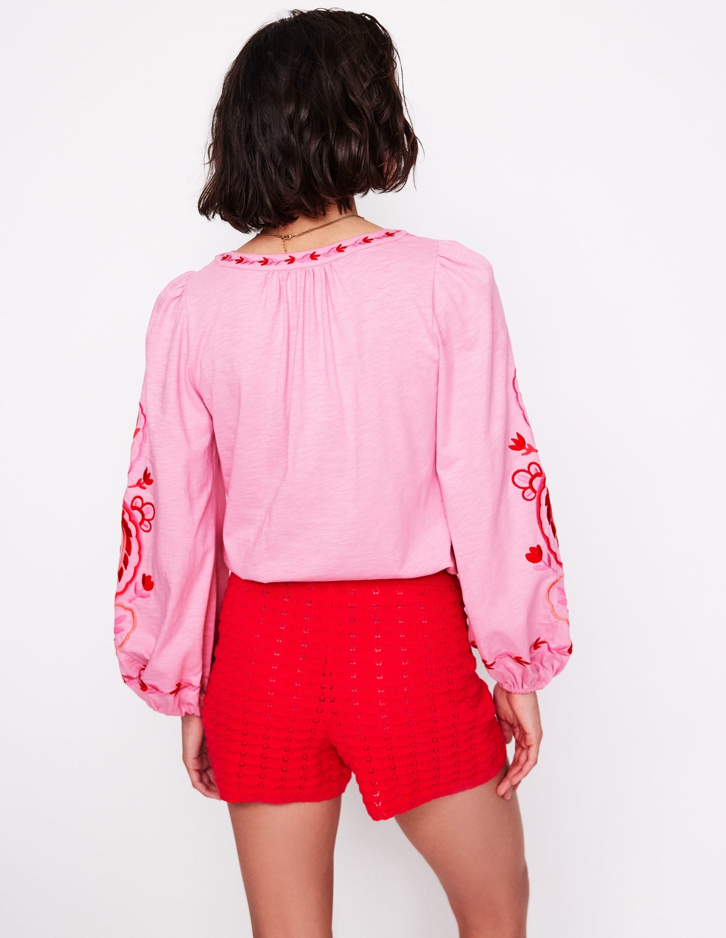 Nia Embroidered Top-Formica Pink