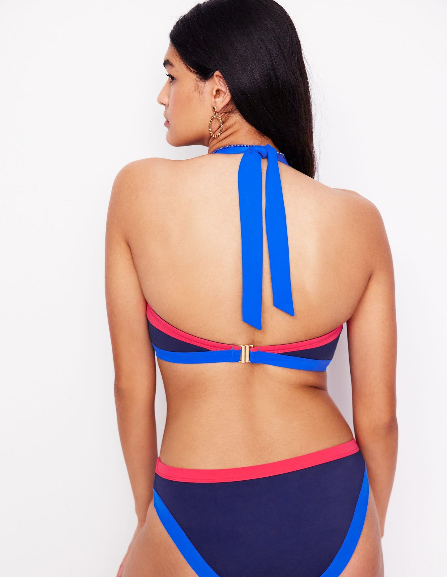 Santorini Bikini Top-Navy/ Coral Punch Pink/ Blue