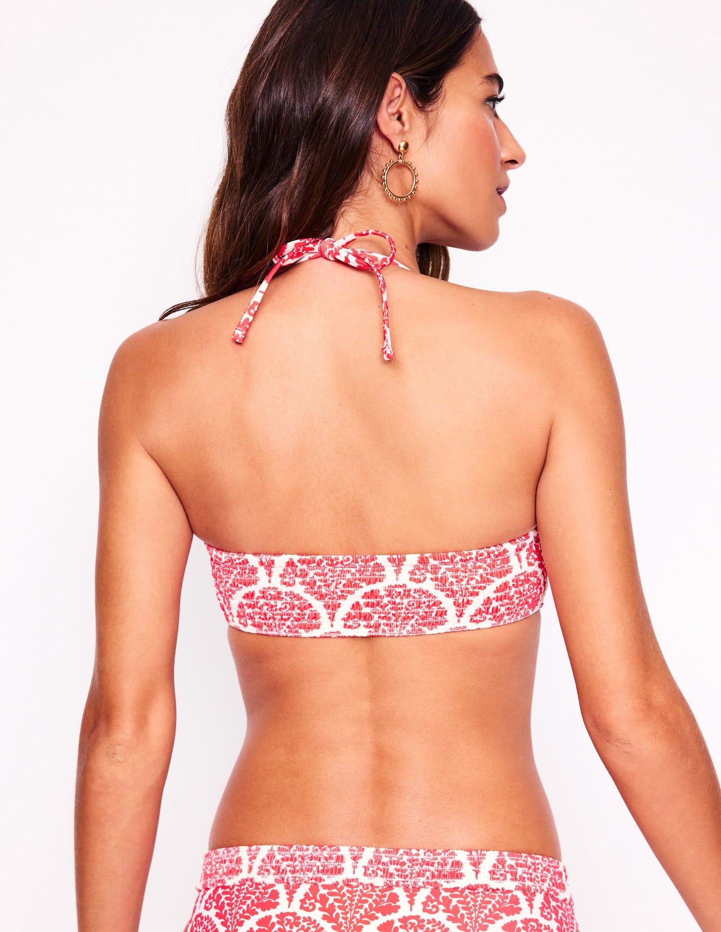 Milos Smocked Bikini Top-Jam Red, Blossomy