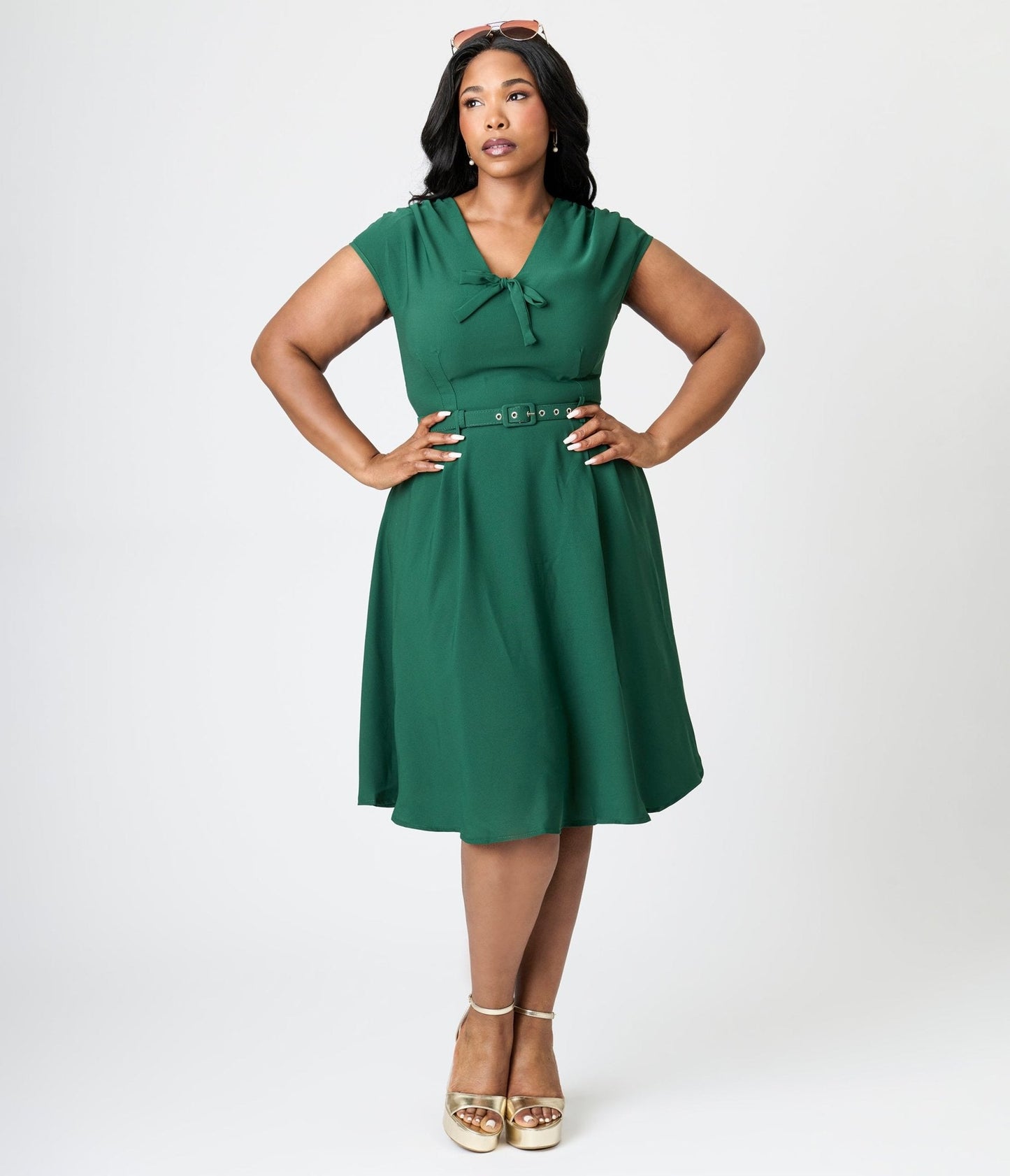 Royal Monk Plus Size Green Chiffon Holly Swing Dress