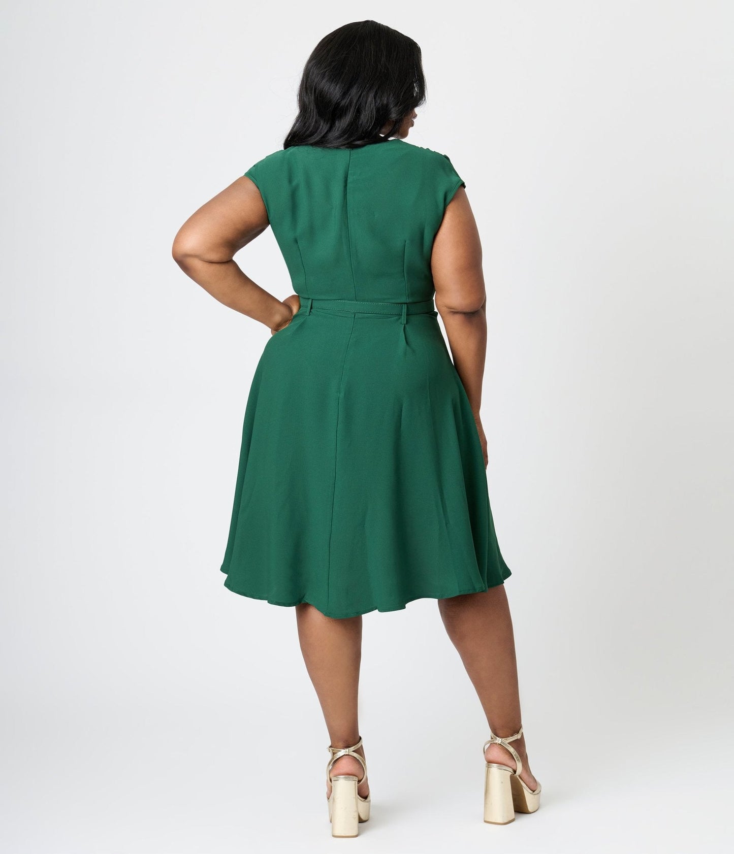 Royal Monk Plus Size Green Chiffon Holly Swing Dress