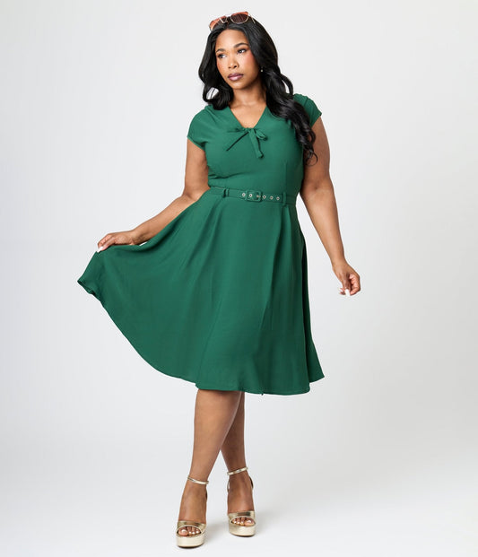 Royal Monk Plus Size Green Chiffon Holly Swing Dress
